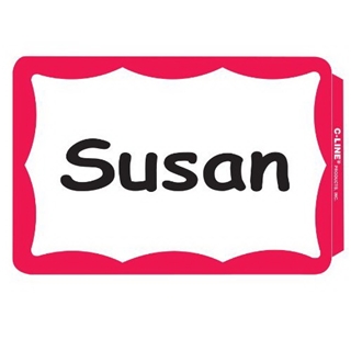 C-Line Self-Adhesive Name Badges, 2 x 3-1/2 Inches, Red, 100/Box (92264)