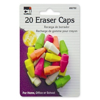 Charles Leonard Eraser - Caps - Neon - Assorted - 20/Card, 80792