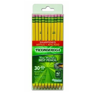 Dixon Ticonderoga Pre-Sharpened Yellow No. 2 Pencils with Microban, 30 Pencils with Erasers (13830)