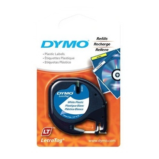 DYMO Labeling Tape, LetraTag Labelers, Plastic, 1/2"x13', Black on White