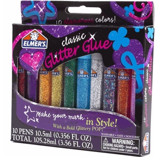 Elmer's 3D Washable Glitter Pens, Classic Rainbow and Glitter Colors, Pack of 10 Pens (E199)