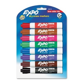 Expo Low Odor Chisel Tip Dry Erase Markers, 8 Colored Markers(80678)