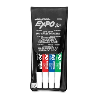 Expo Low Odor Fine Tip Dry Erase Markers, 4 Colored Markers (86074)