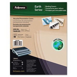 Fellowes 5240001 Earth Series Recycled Binding Covers, Letter, Polypropylene, Clear/Ivory, 50/Pk