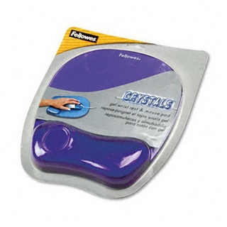 Fellowes Gel Crystals Mouse Pad with Wrist Rest, Rubber Back, 8 x 9-1/4, Purple - Sold as 2 Packs