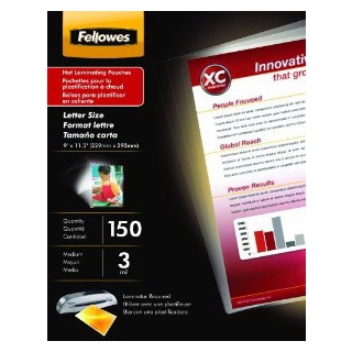 Fellowes Glossy Laminating Pouch, Letter Size, 150 Per Pack (5200509)
