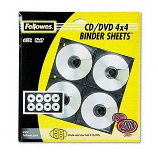 Fellowes Polypropylene CD/DVD Protector Sheets for Three-Ring Binders HOLDER, CD PAGES, 25/PK