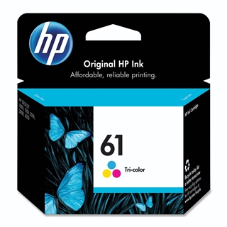 HP 61 CH562WN#140 Tri-Color Ink Cartridge in Retail Packaging
