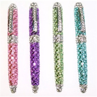 Inkology Glam Rocks Rhinestone Retractable Ball Point Pens, 4.5 x 0.38 Inches, Medium Point, Black Ink, Assorted Colors - 6 Pieces (546-9)