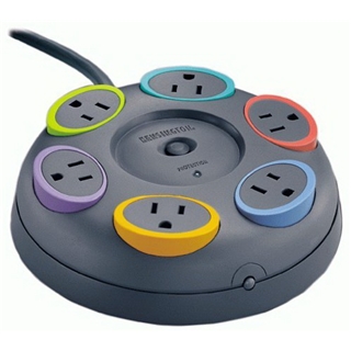 Kensington 62634 SmartSockets 6-Outlet 16 feet Cord Table Top Circular Color Coded Power Strip and Surge Protector