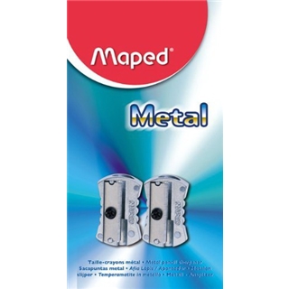 Maped Classic 1-Hole Metal Pencil Sharpeners, Grey, 2-Pack (006602)