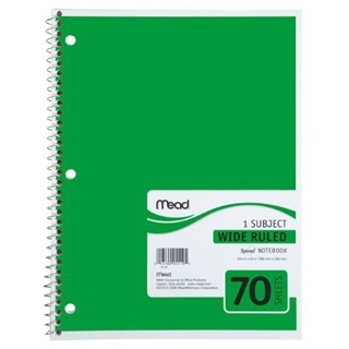 Mead Spiral Notebook, 1-Subject, 70-Count, Wide Rule, Green (05510)