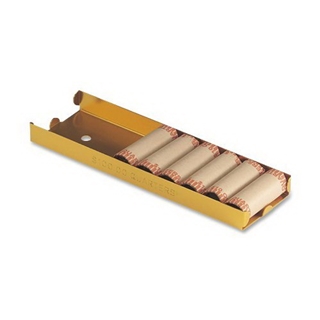 MMF Industries Rolled Coin Aluminum Tray with Denomination and Quantity Etched on Side, Orange (211012516)