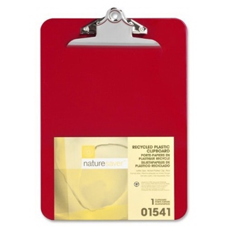 Nature Saver Plastic Clipboard, Recycled, 1" Cap, 9"X12-1/2", Red