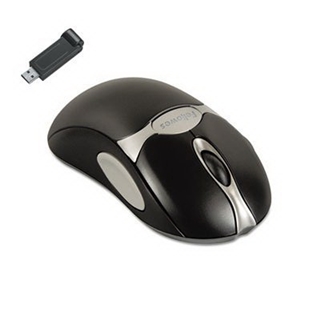 Optical Cordless Mouse Antimicrobial Five-Button/Scroll Black/Silver