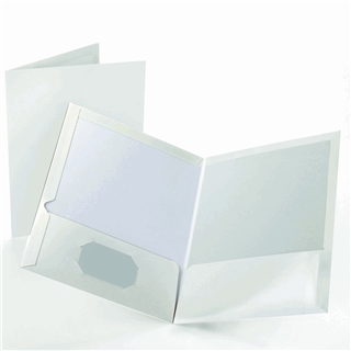 Oxford Laminated White 100 Sheet Capacity Two-Pocket Portfolios 25 Count (51704)