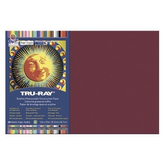 Pacon Tru-Ray 50% Recycled Construction Paper, 12 x 18 Inches, Burgundy, Pack of 50 (102946)