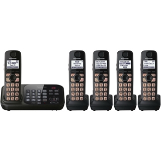 Panasonic KX-TG4745B DECT 6.0 Cordless Phone with Answering System, Black, 5 Handsets