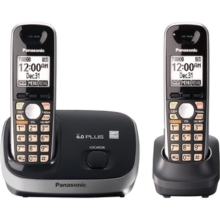 Panasonic KX-TG6512B DECT 6.0 PLUS Expandable Digital Cordless Phone System, Black, 2 Handsets