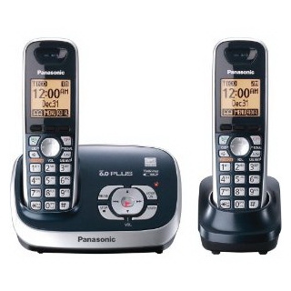 Panasonic KX-TG6572C DECT 6.0 Cordless Phone with Answeing System, Metallic Blue, 2 Handsets