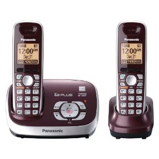 Panasonic KX-TG6572R DECT 6.0 Cordless Phone with Answering System, Wine Red, 2 Handsets