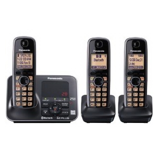 Panasonic KX-TG7623B DECT 6.0 Link-to-Cell via Bluetooth Cordless Phone, Black, 3 Handsets (KXTG7623B)