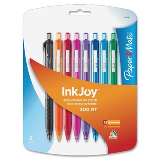 Paper Mate InkJoy 300 RT Retractable Medium Point Ballpoint Pens, Assorted Colors, 8 Pack (1781564)