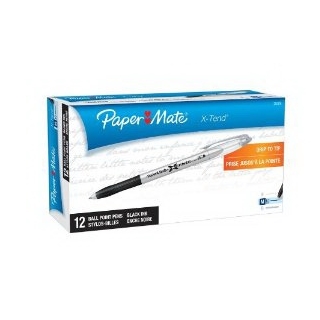 Paper Mate X-Tend Stick Medium Tip Ballpoint Pens, 12 Black Ink Pens (25301NW)