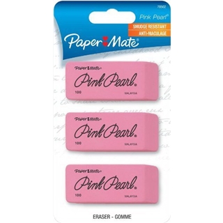 PaperMate Pink Pearl Premium Medium Rubber Eraser, 3-Count (70502PP)