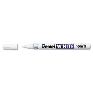 Pentel Permanent Marker, White, Fine Point, 1-Pack (100W-S)