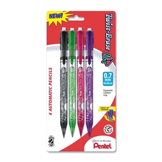 Pentel Twist-Erase Express Automatic Pencil, 0.7mm, Medium Line, Assorted Fashion Colors, 5 Pack (QE417FBP5M)