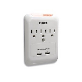 Philips SPP3038A/17 Home Electronics 3 Outlet Surge Protector for Apple/iPhone and iPad