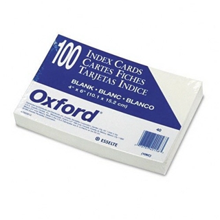 Plain Index Cards, 4 x 6, White, 100 Cards/Pack (ESS40) Category: Index Cards and Index Card Boxes