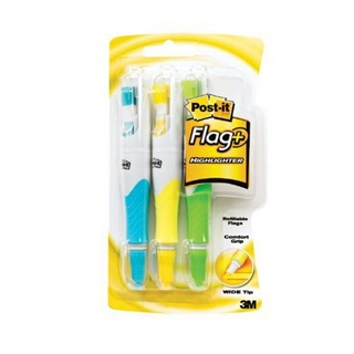 Post-it Flag+ Highlighter, Yellow, Green, and Blue, 50-Flags/Highlighter, 3-Pack