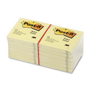 Post-it Notes, 3 inches by 3 inches, Canary Yellow, 100-Sheet Pads in 12-Count Packages (Pack of 2)
