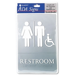 Quartet ADA Restroom Accessible Sign, 6 x 9 Inches, Gray (01410)