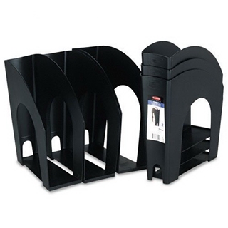 Rubbermaid Nestable Plastic Magazine File, 4.625W x 10.875D x 11.375H Inches, Black, Two per Pack