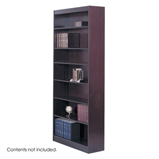 Safco 7-Shelf Reinforced Square-Edge Veneer Bookcase, Mahogany [Kitchen]