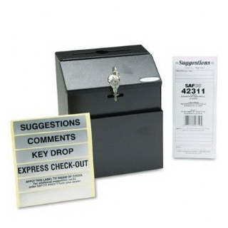 Safco Steel 7 x 6 x 8 1/2 Inch Suggestion/Key Drop Box with Locking Top (4232BL)