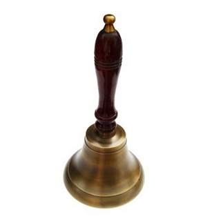 School Teachers Brass Hand Bell Wood Handle Antique Desk Bell Vintage Reproduction