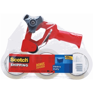Scotch Heavy Duty Shipping Packaging Tape, 1.88 Inches x 54.6 Yards, 3 Rolls of Tape with Free SB-200 Dispenser (3850-3-FPD)