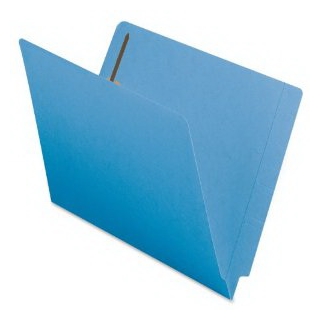 Smead End Tab Fastener File Folders, Letter Size, Straight Cut, Reinforced Tab, Blue, 50 Per Box (25040)