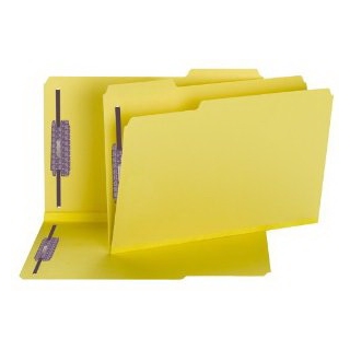 Smead Fastener Folders, SafeSHIELD Fasteners in Positions 1 and 3, 1/3-Cut Tab, 2-Inch Expansion, Legal Size, Yellow, 25 per Box (19939)
