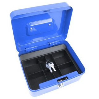 Stalwart 75-6580BLU Hawk 8-Inch Key Lock Blue Cash Box with Coin Tray