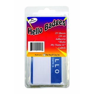 The Classics "Hello My Name Is" Badge Labels, Blue/White, 25 Count (TPG-457)