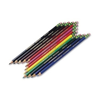 Ticonderoga Erasable Checking Pencils, Eraser Tipped, Pre-Sharpened, Set of 12, Assorted Colors (11129)