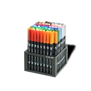 Tombow Dual Brush Pen Set, Professional Marker Desk Set with Stand, 96 Piece (56149)
