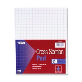 TOPS Cross Section Pad, 1 Pad, 4 Squares/Inch, Quadrille Rule, Letter Size, White, 50 Sheets/Pad, 1 Pad (35041)