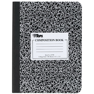 TOPS Marble Composition Book, 7.5 x 9.75 Inches, College Rule, 100 Sheets, White (63796)