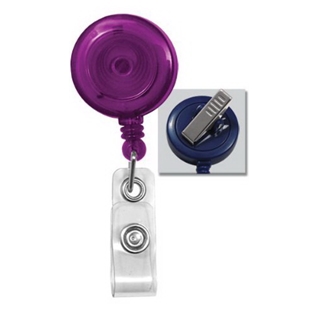 Translucent Purple Retractable Badge Reel With Swivel Spring Clip 2120-7623